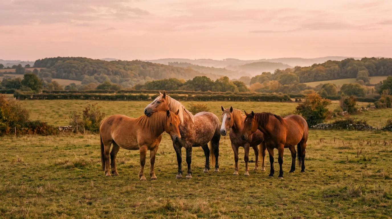 Les chevaux du Cercle Hippique Antonne en liberté, Dordogne